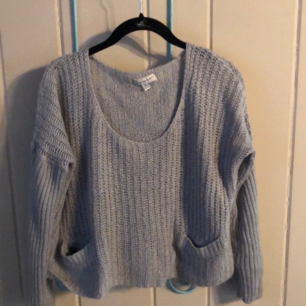 Grey Pocket Knit Sweater